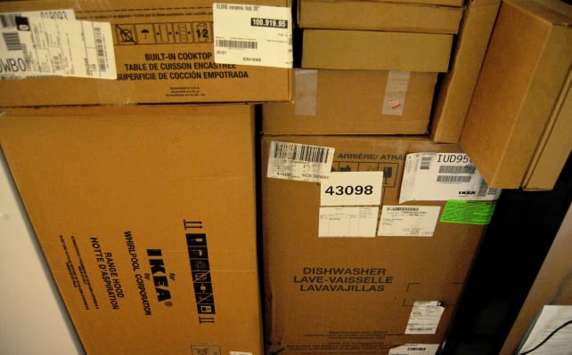 Ikea boxes in a truck