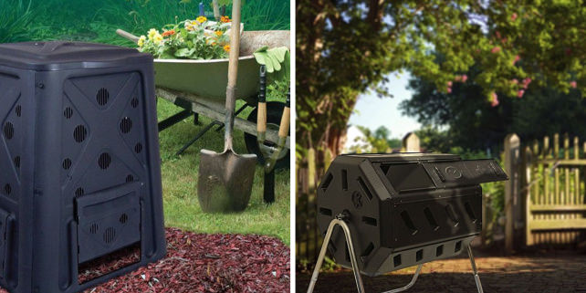 Redmon Green Culture 65-gallon composter and Yimby Tumbler composter
